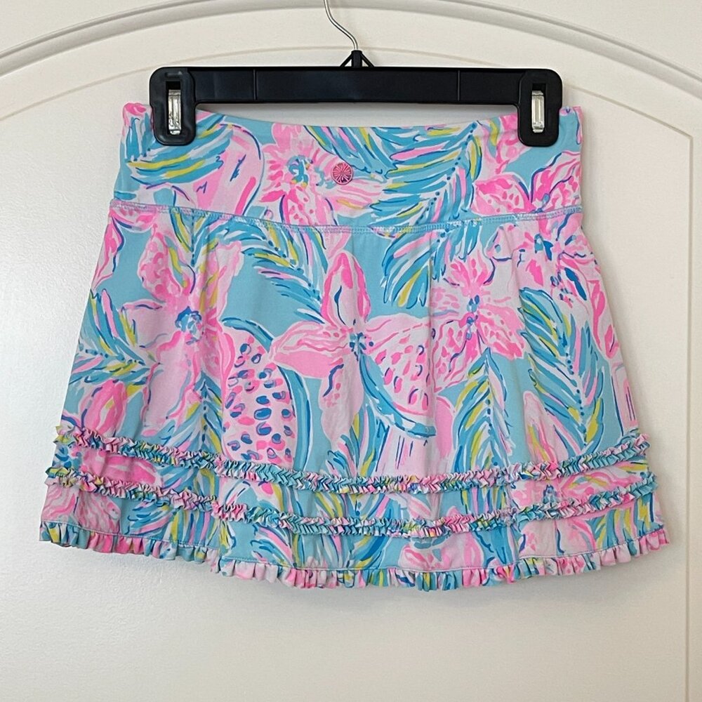 Lilly Pulitzer Luxletic XS Skort Fiona Blue Ibiza Gimme The Juice Skirt Shorts - Picture 3 of 6